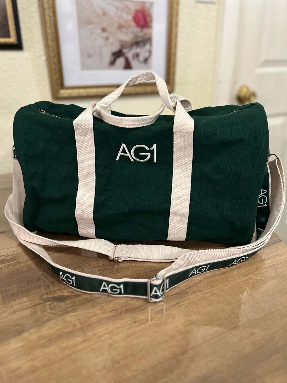 AG1 Athletic Greens Branded Canvas Weekender Duffle Bag